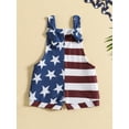thumbnail image 3 of Loalirando 4th of July Baby Boy Girl Outfit Stars Stripes Overall Shorts Sleeveless Knotted Romper Memorial Day Clothes 0-3Y, 3 of 8