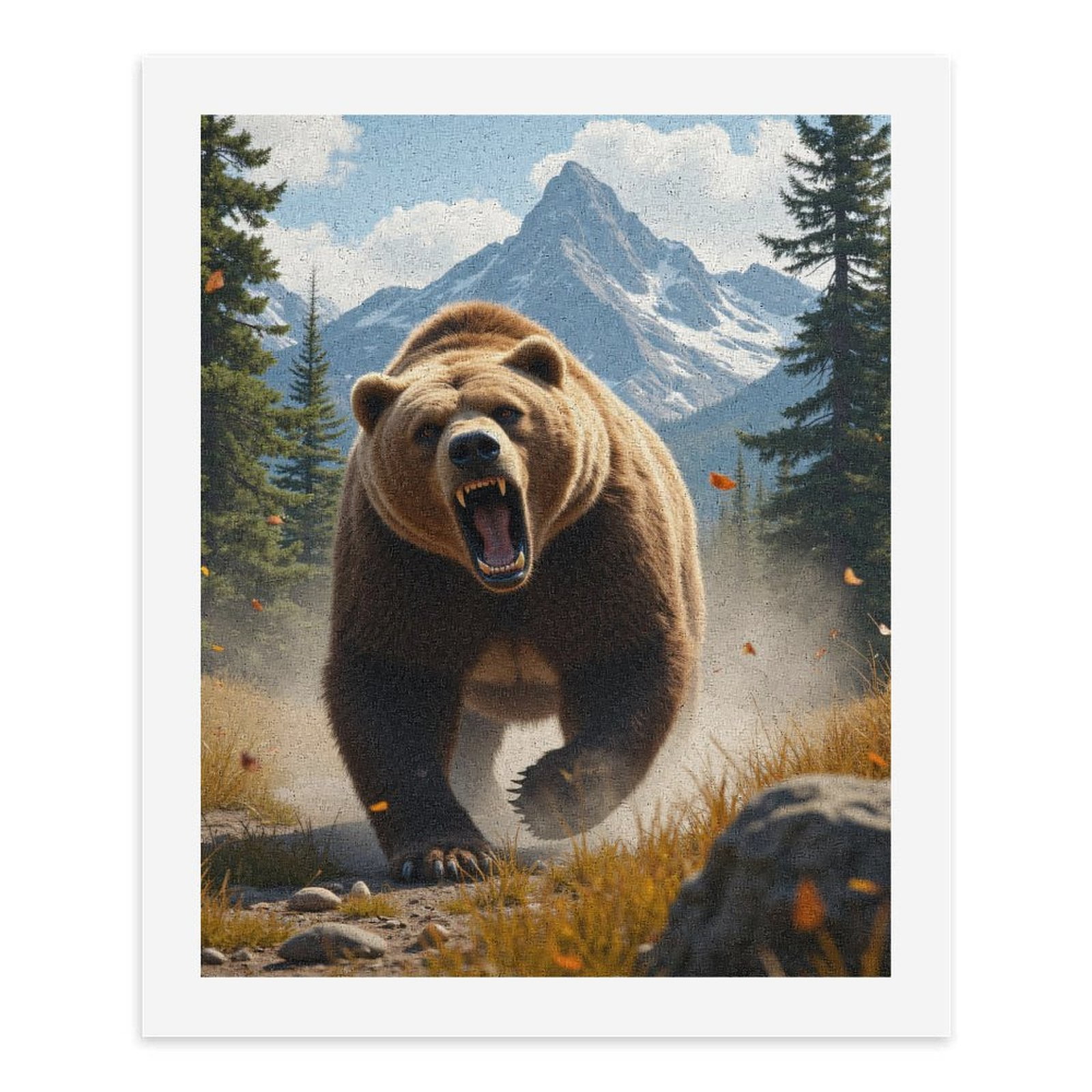 Paint By Numbers Kit for Adults Beginner - DIY Bear Mountain Wilderness Roar Canvas Painting Kits for Adults, Frameless Paint By Number for Adults for Home Wall Decor 16x20 Inch