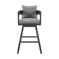 thumbnail image 5 of Menorca Outdoor Patio Swivel Bar Stool in Aluminum with Gray Cushions, 5 of 12