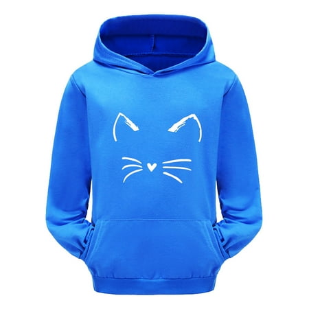 

Girls Sweatshirt Kids Toddler Boys Girls Long Sleeve Kitten Print Warm Hoodie Pullover Kids Clothing Baby Sweatshirt(Color:Dark Blue Size:4-5 Years)