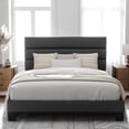 thumbnail image 2 of Platform Bed Frame with Fabric Upholstered Headboard and Wooden Slats Support, Fully Upholstered Mattress Foundation My Lux Decor Round, 2 of 8