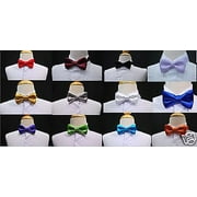 14 Colors Selection Satin bow Tie for Infant, Toddler & Boys Formal Tuxedo Suit