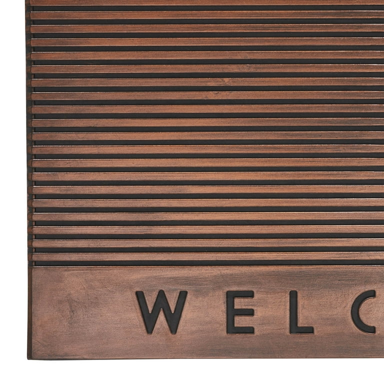 Mainstays Welcome Copper Rubber Wood Slat Outdoor Doormat, 18