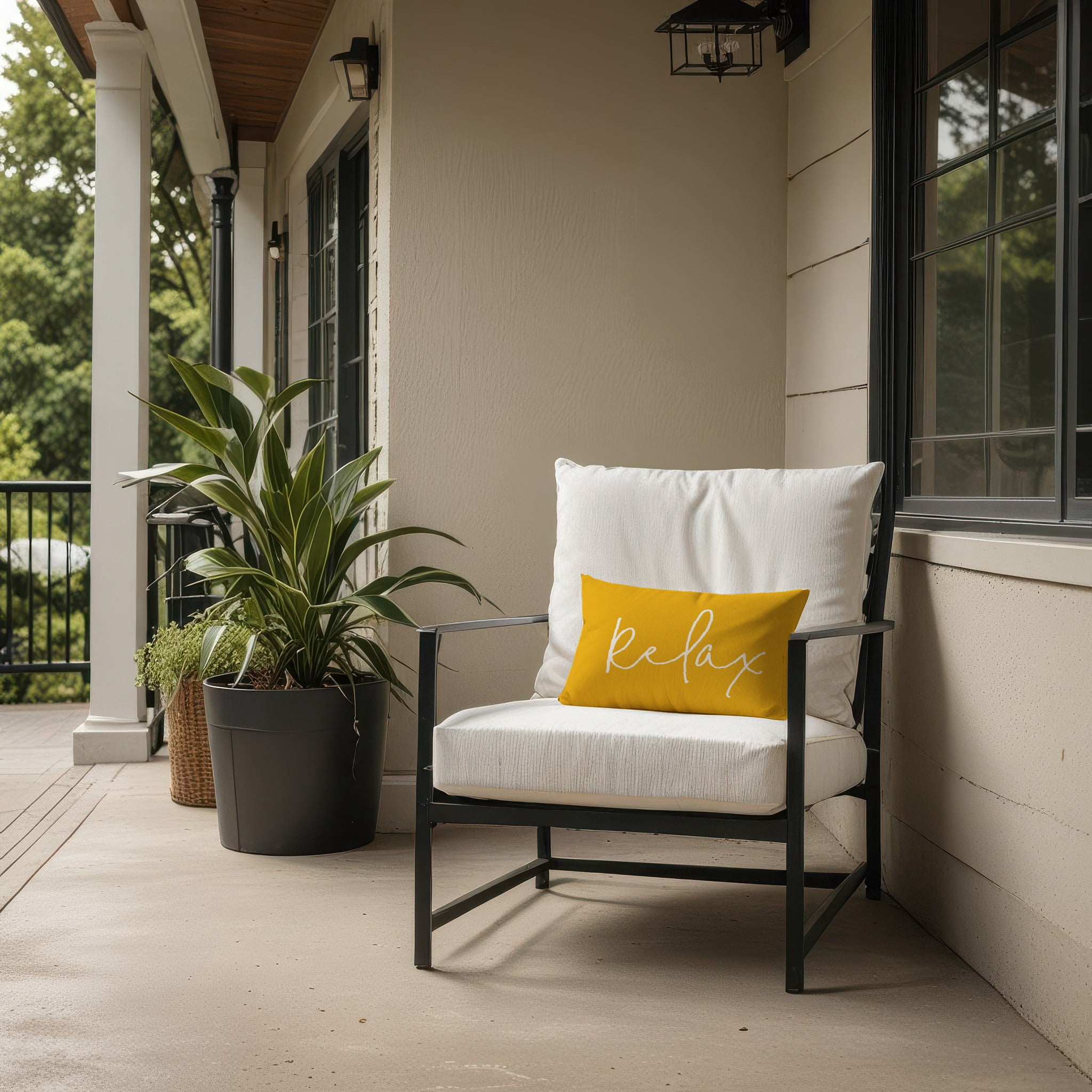 Creative Products Relax Thin Script Yellow 14x20 Indoor / Outdoor Pillow