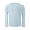 thumbnail image 4 of pstuiky camisetas de manga larga para hombre, Camisa de capa base de ejercicio de manga larga para hombre, informal, con cuello redondo, bolsillos y botones, de colores sólidos Tops de hombre m, 4 of 9