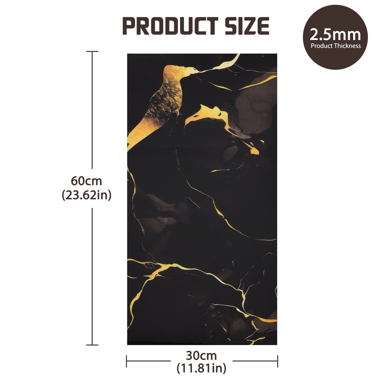 20PCS Waterproof Marble Peel and Stick Backsplash Washroom Wall Panels, Peel and Stick Tile, PVC Wall Panels for Kitchen Bathroom Living Room Bedroom Not Real Tile Black