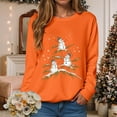 thumbnail image 2 of UngA Christmas Sweatshirts for Women Funny Snowman Printing Xmas Holiday Crewneck Long Sleeve Pullover Top Women's Sweatshirts (Orange,S), 2 of 6