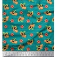thumbnail image 1 of Soimoi Green polyester Crepe Fabric Stripe, & Papaya Fruits Fabric Prints By Yard 42 Inch Wide, 1 of 1