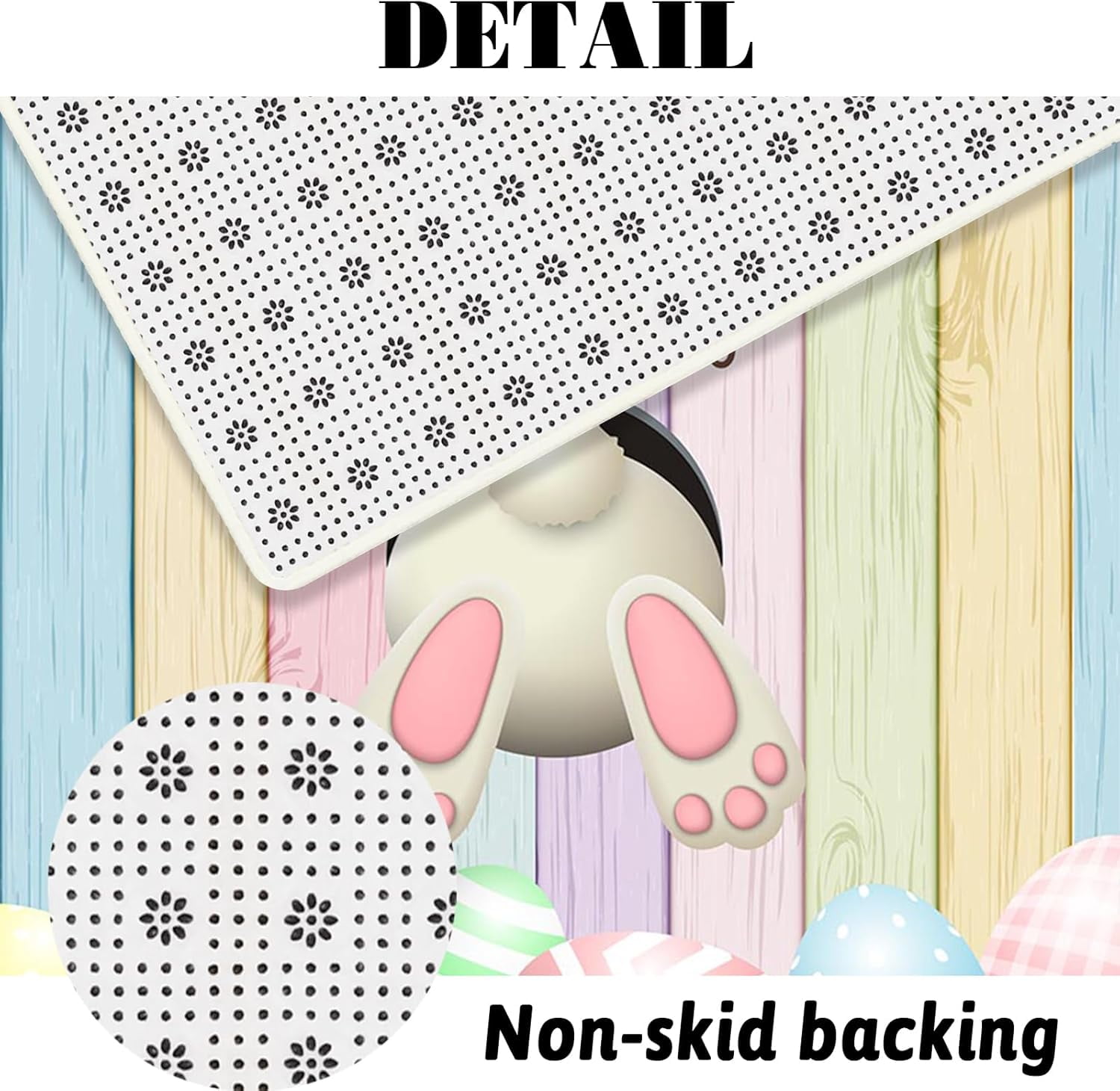 4pcs Easter Shower Curtain Sets with Non-Slip Rugs Toilet Lid Cover and Bath Mat Bunny Easter Bathroom Curtain Decor Set with 12 Hooks Waterproof Shower Curtain Set for Bathroom