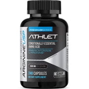 Athlet L-Arginine 1000 mg 240 Caps - Supports High Potency Nitric Oxide Levels Blood Flow Improve Energy Endurance for Men and Women