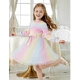thumbnail image 4 of Arshiner Tulle Dress Toddler Girls Puff Long Lantern Sleeves Fall Winter Tutu Party Dresses with Tie Belt, 4 of 6