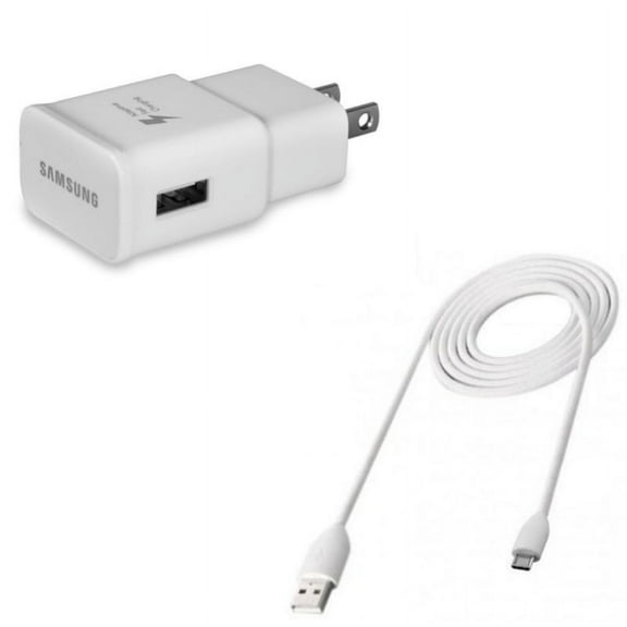 Adaptive Fast Home Charger w MicroUSB 3ft USB Cable V4E for Samsung Galaxy J7 Perx, S7 Edge S6 Edge  Edge Active S5 Active, S4 Active (GT-i9295) S3 On5 Express Prime Note Edge Core Prime 5 4 3