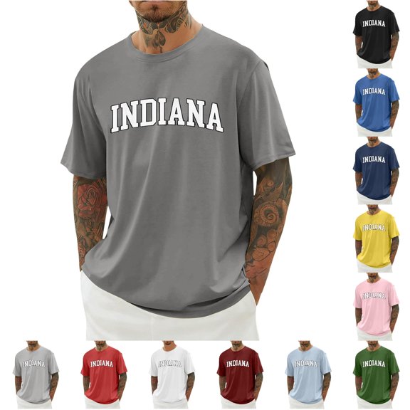 Crew Neck Short Sleeve T Shirt With City Letter Print – Casual Graphic Tee for Everyday Wear Long Sleeves for Men T Shirts Men Set Medium Mens T Shirts Pack 3xlt Shirts for Men Big