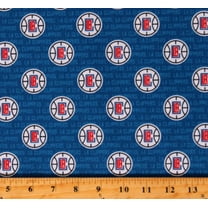 Cotton Los Angeles LA Clippers NBA Pro Basketball Sports Team Ditsy City Colors Blue Cotton Fabric Print by the Yard (83LAC113-02)