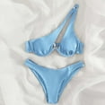 thumbnail image 2 of Bigersell Underwire Swimsuits for Women - Trendy One Shoulder Bikini Sets - High Cut 2 Piece Bathing Suits - Vacation Two Piece Swimsuits Beach Swimwear Light Blue M, 2 of 5