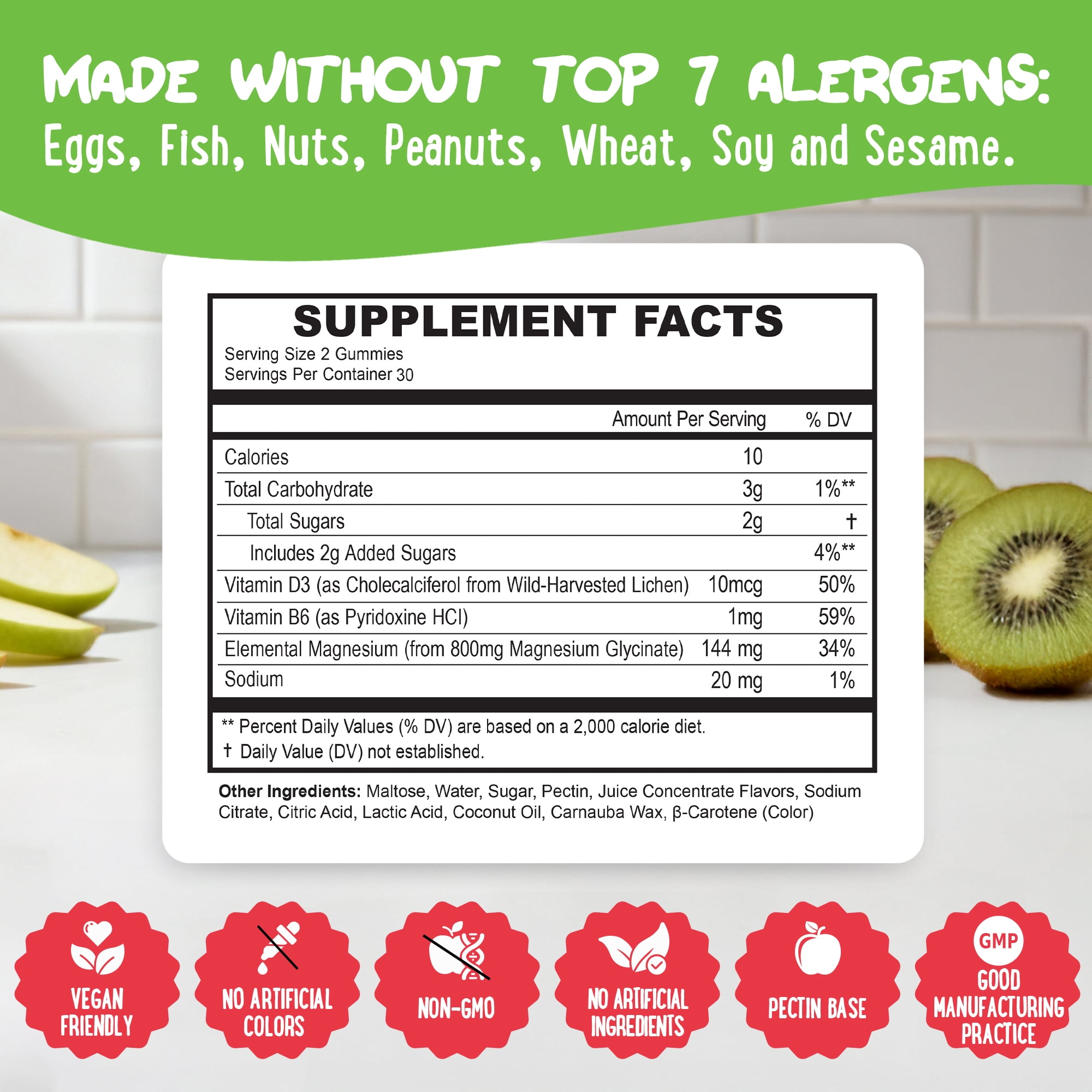 Center-Filled Magnesium Glycinate Gummies 400MG - High Absorption for Kids, Teens & Adults - Supplement for Sleep, Calm & Muscle Relaxation with B6 & D3 - Gluten Free & Vegan Friendly - 60 Count
