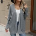 thumbnail image 2 of ZQUUVOU Cardigan Sweaters for Women Tops Solid Color Loose Knitted Long Sleeve Open Front Coat Dark Gray, 2 of 5