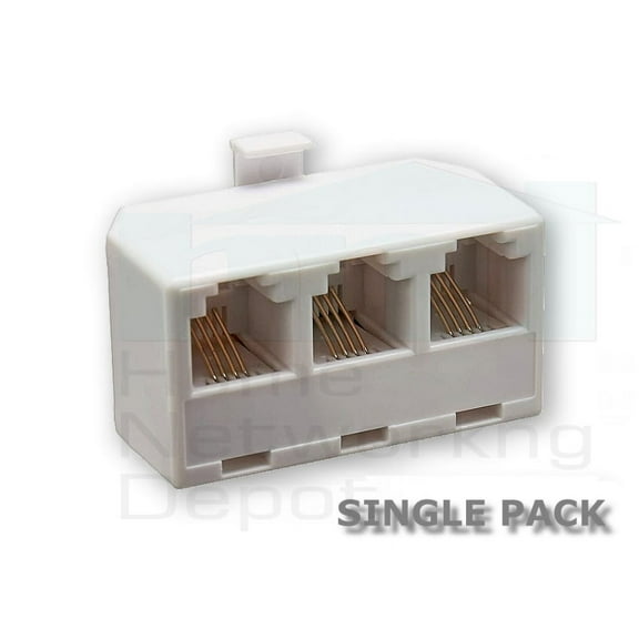 PREMISA ADAPTER TELEPHONE WHITE RJ-11 SPLITTER 6P4C TRIPLE COMMON LINE 1 / LINE 2 / LINE 3 - 1 PACK