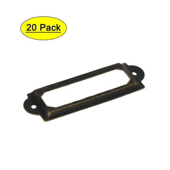 Office Library File Drawer Tag Label Holders Frames Bronze Tone 60mmx18mm 20Pcs