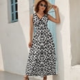 thumbnail image 5 of Snow Leopard Print Womens Night Club Maxi Dress V Neck Sleeveless Bohemia Long Dresses, 5 of 9