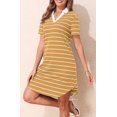 thumbnail image 3 of Women's Striped Polo Shirt Dress Casual V-Neck Short Sleeve Summer Tunic Mini Dresses, 3 of 7