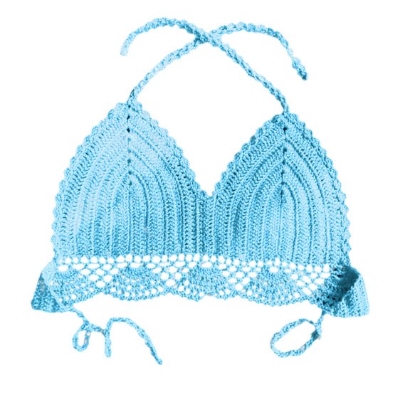 PMVFHDE Womens Swimsuits Plus Size Crochet Bikini Top And Cover Up Two Piece Beachwear Set Sky Blue,S
