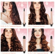 USTAR 5 in 1 Ceramic Curling Iron Wand Set with 5 Interchangeable Ceramic Barrels (0.35'' to 1.25'') and Heat Resistant Glove - Rose Gold