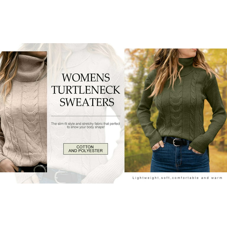 Sherrylily Womens Turtleneck Long Sleeve Knit Sweaters Loose Cut