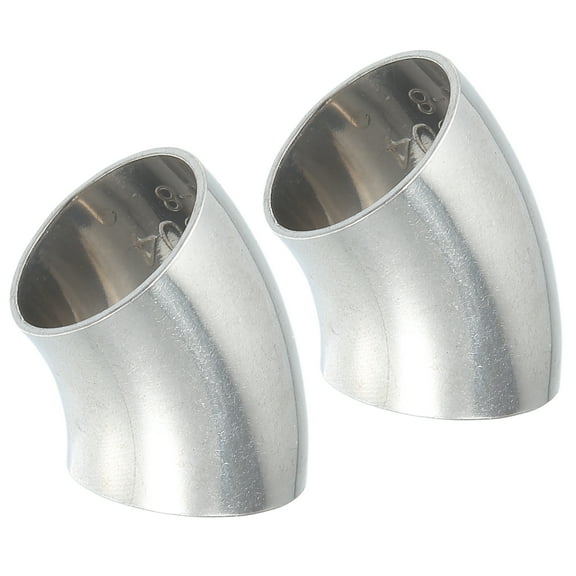 Unique Bargains 2pcs OD 1 Inch 45 Degree SS304 Stainless Steel Bend Tube Exhaust Elbow Pipe for Car Silver Tone