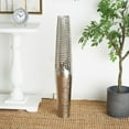 thumbnail image 2 of DecMode 37" Slim Floor Silver Aluminum Metal Vase with Open Framed Grid Top, 2 of 13