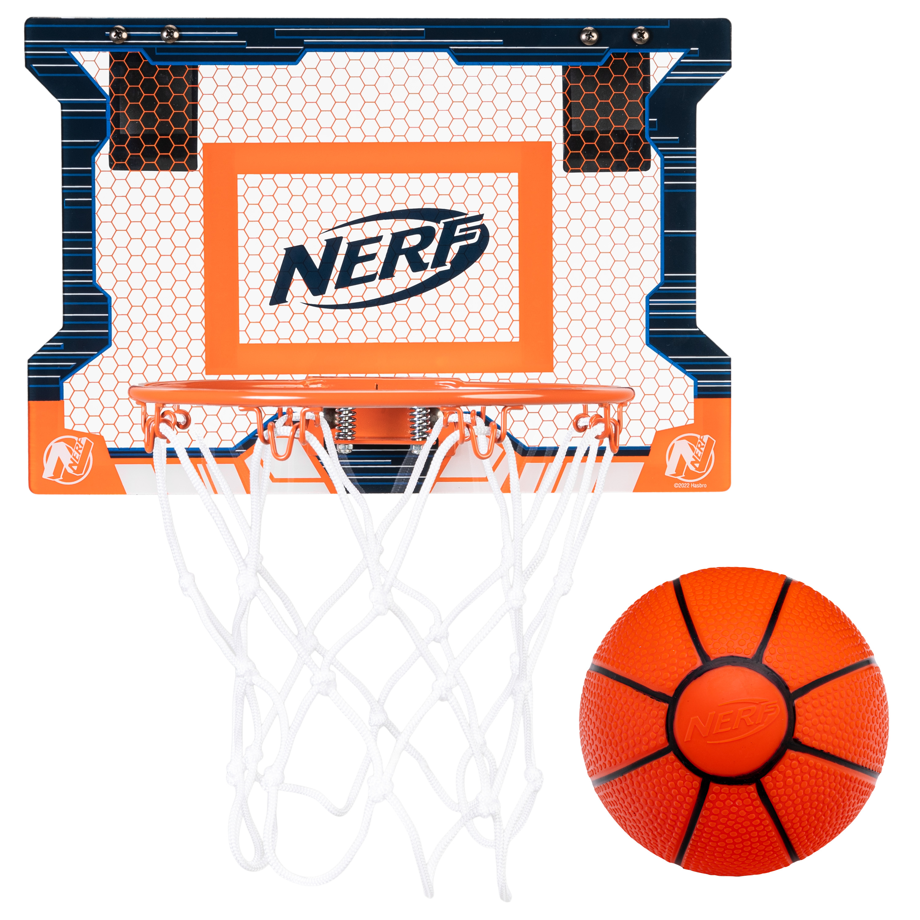 NERF Over the Door Mini Basketball Hoop Set - Pro Hoop Mini Hoop Set with NERF Foam Basketball - Steel Rim Great for Dunking - Perfect Bedroom + Office Accessory Hoop