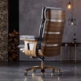 thumbnail image 3 of Boss Gamer Genuine Leather Office Chairs Solid Wood Office Chair Swivel High End Business Armchair Silla Gaming Office Furniture My Lux Decor Round, 3 of 26