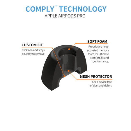 Comply - Foam Tips Compatible with AirPods Pro (Large, 3pr) - Black