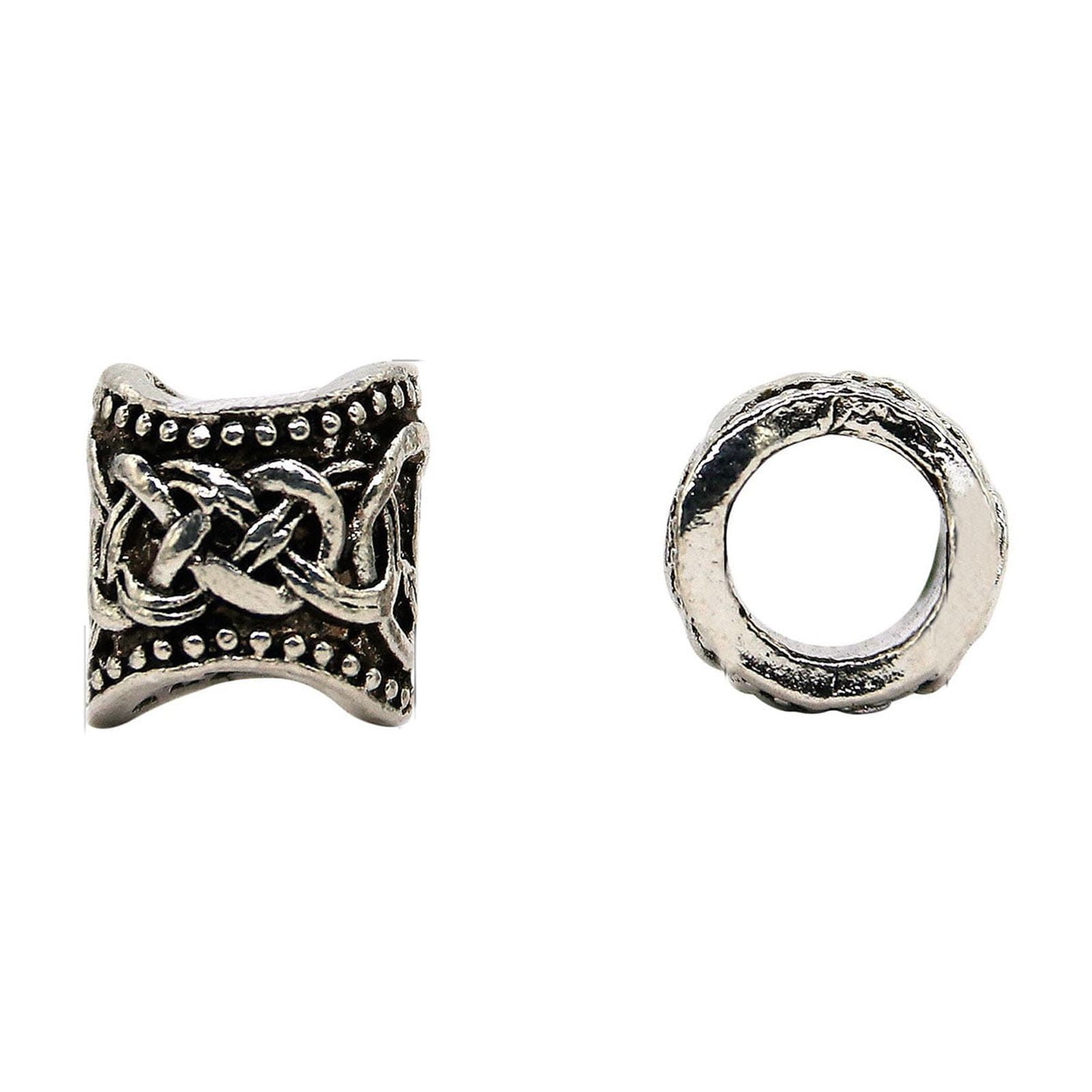 106Pieces Beard Beads Antique Silver Viking Hair Beads Dreadlocks Beads for Men