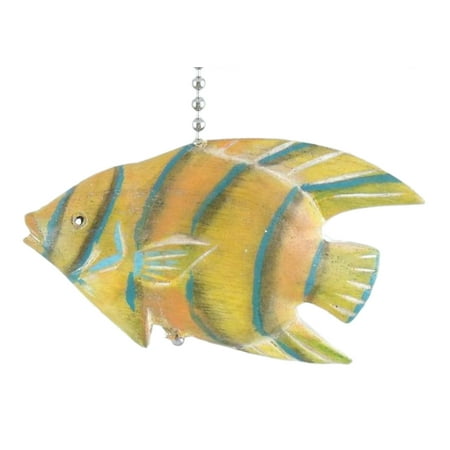 

Tropical Hand Carved Yellow Angel Fish Three Dimensional Wooden Ceiling Fan Pull