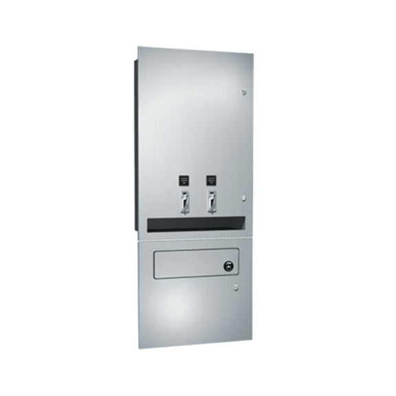 ASI-04684-TM-50 - Sanitary Napkin and Tampon Dispenser  Disposal - 50¢ Operation - Recessed