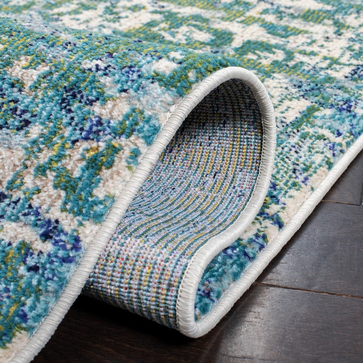 SAFAVIEH Madison Flowers Vintage Abstract Runner Rug, Green/Turquoise, 2'2" x 10'