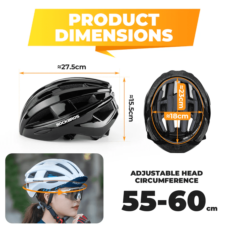 ROCKBROS Bike Helmet With Taillight,Integrally Molded Safety EPS+PC Black,Suitable for Cycling and Skating