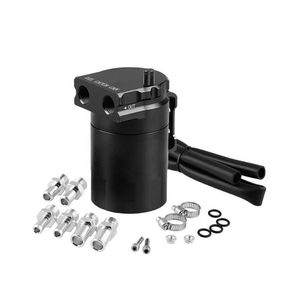 Oil Catch Can Reservoir Tank Kit Engine Black Polish Baffled Universal Aluminum