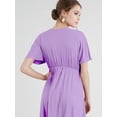 thumbnail image 4 of Made by Johnny Women's Airy Short Sleeve Kimono Style Deep V Neck Dress Top S-3XL Plus Size XXL LILAC, 4 of 6