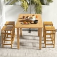 thumbnail image 2 of Patiojoy 4-Pack Outdoor Bar Stools Patio Bar Stools w/ Ergonomic Seat & Comfortable Footrest Acacia Wood Bar Stools Set, 2 of 9