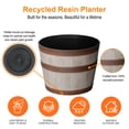 thumbnail image 3 of Better Homes & Gardens Whiskey Barrel Round Recycled Resin Planter, Light Brown, 12.9 in x 12.9 in x 10 in, 3 of 8
