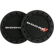 Plasticolor Dodge Automotive Cup Holder Coasters, Black, 2 Pack