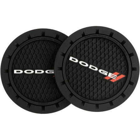 Plasticolor Dodge Automotive Cup Holder Coasters, Black, 2 Pack