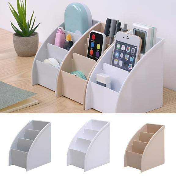 LAMIRO Remote Control Holder,TV Remote Caddy Desktop Organizer with 3 Compartments Fits TV Remotes,Media Controllers,Office Supplies,Makeup Brush