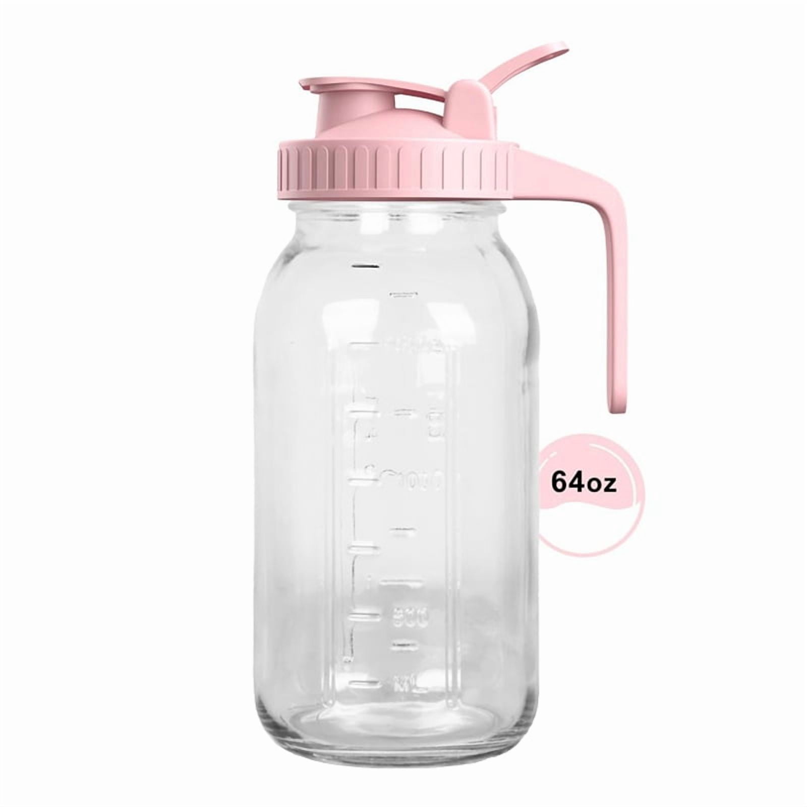 64oz Glass  Jar Pitcher with Lid,2 Quart Airtight Glass Water Jug,Leakproof Wide Mouth  Jar Pitcher