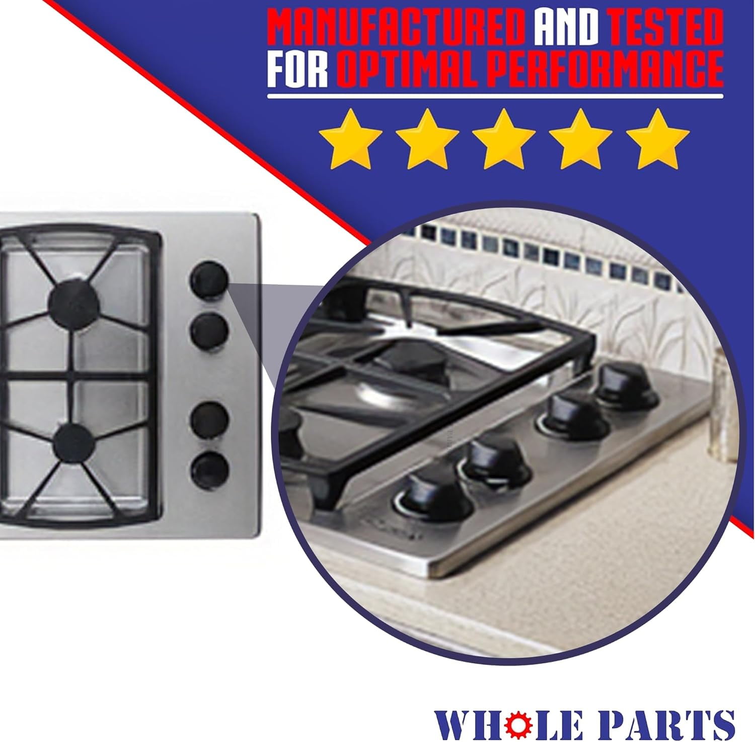 Whole Parts Range Oven Stove Cooktop Burner Knob (5 PCs) Part# 72731 - Replacement & Compatible with Some Dacor Ranges or Ovens