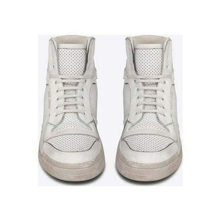 

SAINT LAURENT Womens Ivory Perforated Breathable Sl24 Round Toe Lace-Up Athletic Sneakers 36.5