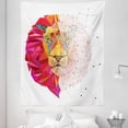 thumbnail image 1 of Geometric Tapestry, Lion Head Art Geometric Graphic in Digital Triangle Rainbow Retro Style, Fabric Wall Hanging Decor for Bedroom Living Room Dorm, 5 Sizes, White Pink Orange, by Ambesonne, 1 of 1