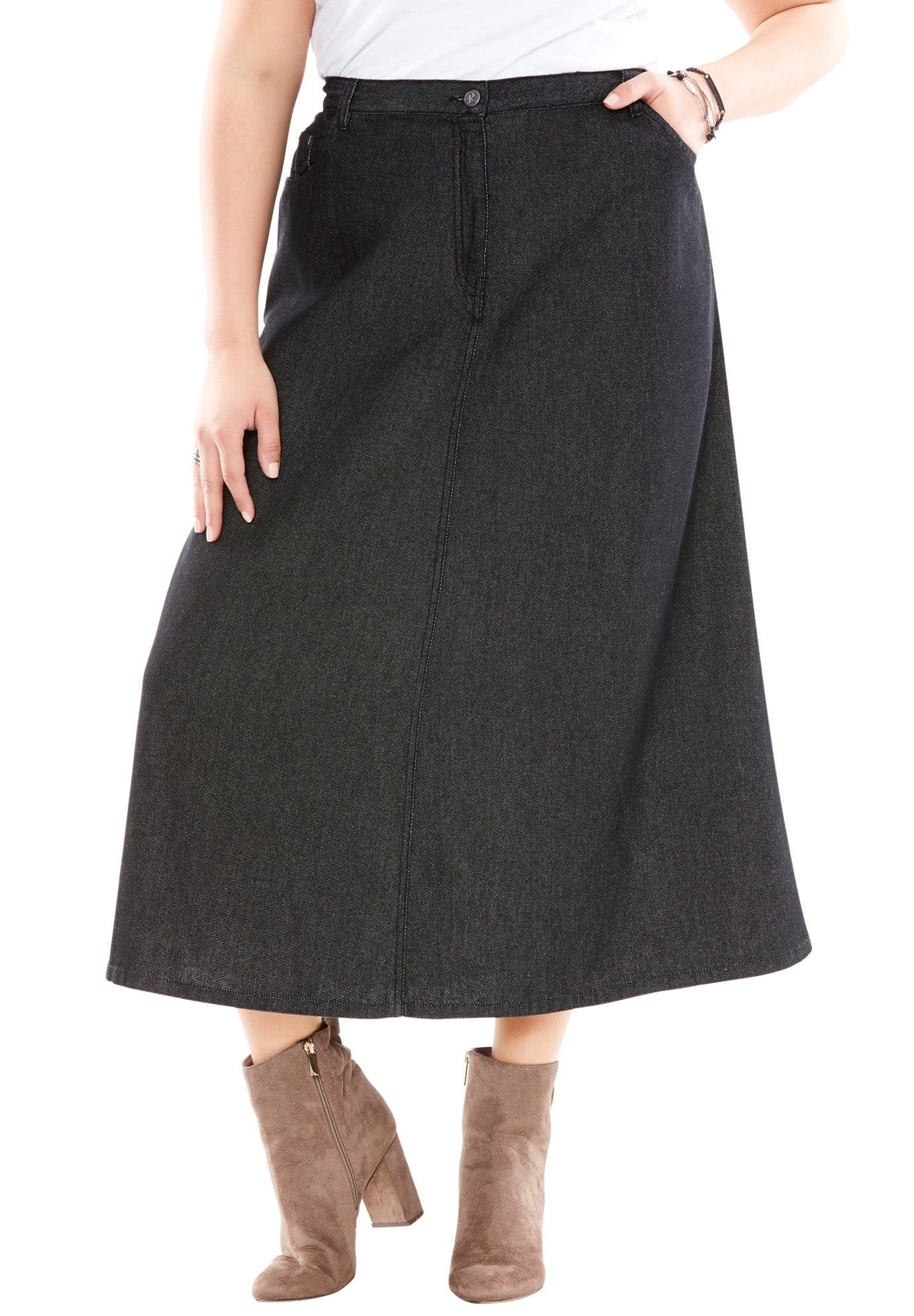 Roaman's - Roaman's Women's Plus Size A-Line Kate Skirt 100% Cotton ...